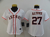 Women Astros 27 Jose Altuve White 2020 Nike Cool Base Jersey,baseball caps,new era cap wholesale,wholesale hats